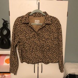 American Eagle Cropped Oversized Cheetah Jacket